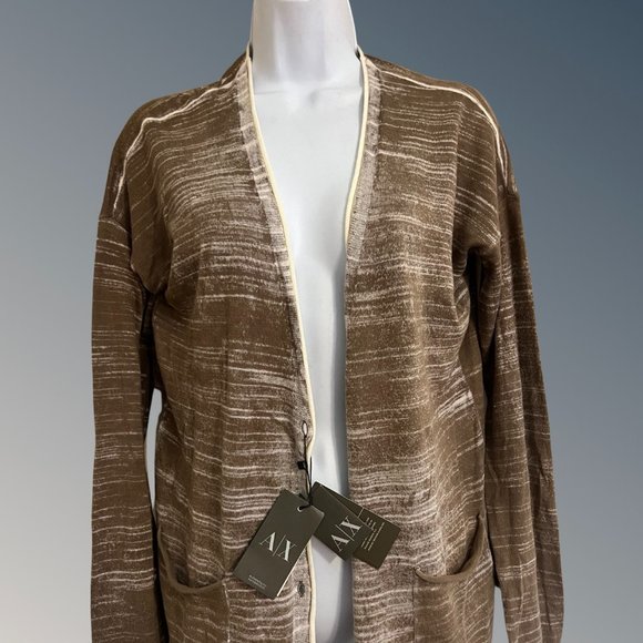 A/X Armani Exchange Cotton Cardigan with Pockets Retro Grunge NWT sz S - Picture 3 of 11
